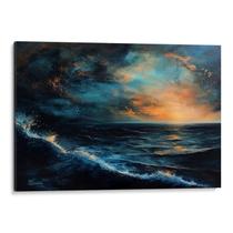 Quadro Mar - Pintura da Aurora em Tempestade Sombria