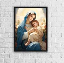 Quadro Maria Com Menino Jesus 24x18cm - Decoração Quarto - Quadros On-Line
