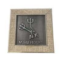 Quadro Maria Padilha Madeira Carvalho e Metal 12 x 12 cm