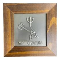 Quadro Maria Padilha Madeira Imbuia E Metal 12,5X12,5Cm