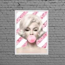 Quadro Marilyn Bubble Gum Floral 33x24cm - com vidro