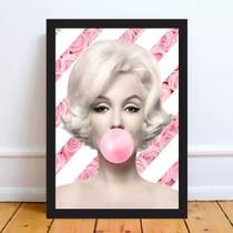 Quadro Marilyn Bubble Gum Floral 45X34Cm Moldura Branca