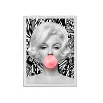 Quadro Marilyn Chiclete Estampado 33X24Cm Moldura Branca Quadro Marilyn Chiclete Estampado 33X24Cm Moldura Branca