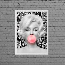 Quadro Marilyn Chiclete Estampado 33X24Cm Moldura Branca Quadro Marilyn Chiclete Estampado 33X24Cm Moldura Branca