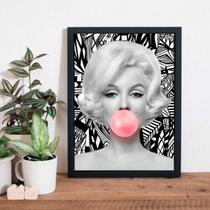 Quadro Marilyn Chiclete Estampado 33X24Cm Moldura Branca Quadro Marilyn Chiclete Estampado 33X24Cm Moldura Branca
