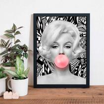 Quadro Marilyn Chiclete Estampado 33X24Cm Moldura Branca