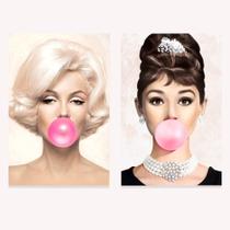 Quadro Marilyn Monroe E Audrey 2 Telas 40x60 Cm Flor Sala Quadro Marilyn Monroe E Audrey 2 Telas 40x60 Cm Flor Sala