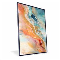 Quadro Marmorizado Salmão Canvas Com Vidro