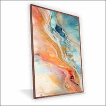 Quadro Marmorizado Salmão Canvas Com Vidro Quadro Marmorizado Salmão Canvas Com Vidro