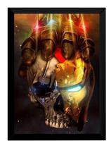 Quadro Marvel Vingadores Arte Caveira Homem De Ferro Thanos