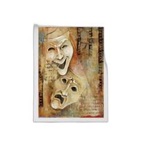 Quadro Máscaras Símbolo Teatro 24X18Cm Moldura Branca