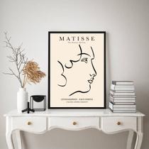 Quadro Matisse Perfil Mulher - Bege 24x18cm - com vidro