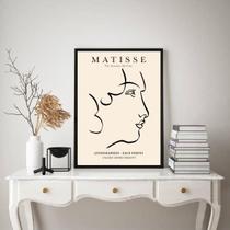 Quadro Matisse Perfil Mulher - Bege 45X34Cm - Com Vidro