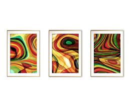 Quadro mdf 30x66 dourado formas abstratas mod 122