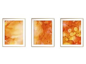 Quadro mdf 30x66 dourado formas abstratas mod 187