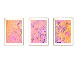 Quadro mdf 30x66 dourado formas abstratas mod 22