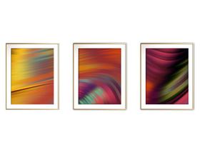 Quadro mdf 30x66 dourado formas abstratas mod 233