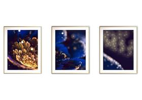 Quadro mdf 30x66 dourado formas abstratas mod 246