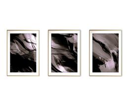 Quadro mdf 30x66 dourado formas abstratas mod 83