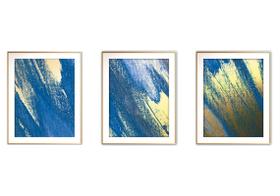 Quadro mdf 45x96 dourado formas abstratas mod 138