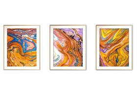 Quadro mdf 45x96 dourado formas abstratas mod 143