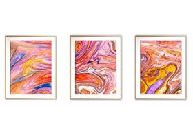 Quadro mdf 45x96 dourado formas abstratas mod 144