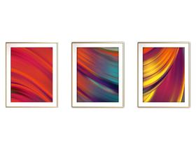 Quadro mdf 45x96 dourado formas abstratas mod 209