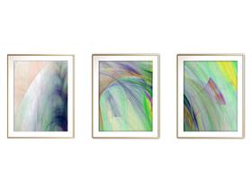 Quadro mdf 45x96 dourado formas abstratas mod 210