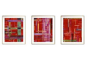 Quadro mdf 45x96 dourado formas abstratas mod 292