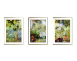 Quadro mdf 55x110 dourado formas abstratas mod 104