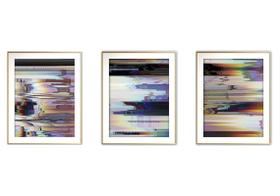 Quadro mdf 55x110 dourado formas abstratas mod 280