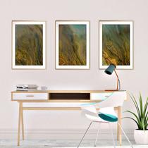 Quadro mdf 55x110 dourado formas abstratas mod 70