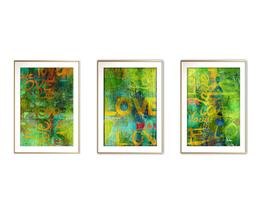 Quadro mdf 68x126 dourado formas abstratas mod 115