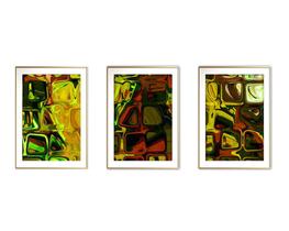 Quadro mdf 68x126 dourado formas abstratas mod 121