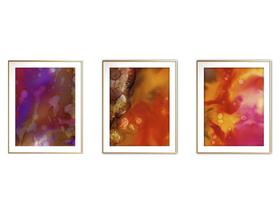 Quadro mdf 68x126 dourado formas abstratas mod 199