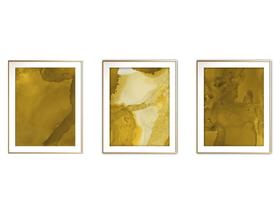 Quadro mdf 68x126 dourado formas abstratas mod 211