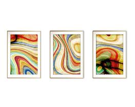 Quadro mdf 80x140 dourado formas abstratas mod 127