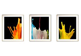 Quadro mdf 80x140 dourado formas abstratas mod 265