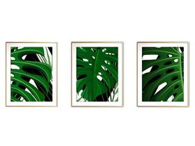 Quadro mdf délicat dourado 45x96 folhas tropicais mod 16