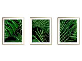 Quadro mdf délicat dourado 68x126 folhas tropicais mod 15