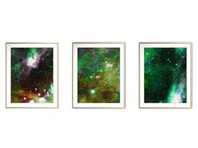 Quadro mdf dourado 30x66 universo colorido mod 247