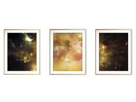 Quadro mdf dourado 30x66 universo colorido mod 43