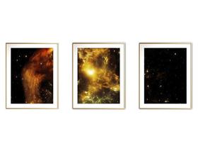 Quadro mdf dourado 80x140 universo colorido mod 105