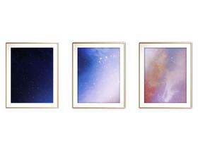 Quadro mdf dourado 80x140 universo colorido mod 128