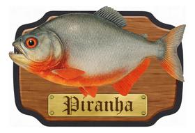 Quadro MDF Peixes Brasil Decoração Pesca Sala Área Gourmet Especies:Piranha
