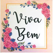 Quadro MDF Pequeno 13x13 - Viva Bem Branco - MDF Quadros