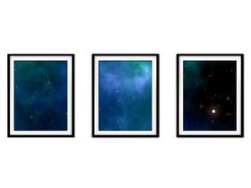 Quadro mdf preto 30x66 universo colorido mod 163