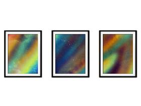 Quadro mdf preto 30x66 universo colorido mod 188