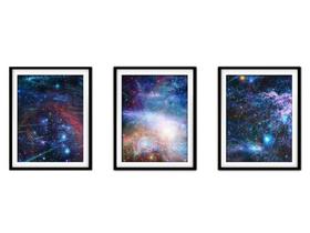 Quadro mdf preto 30x66 universo colorido mod 216