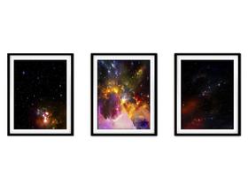 Quadro mdf preto 30x66 universo colorido mod 267